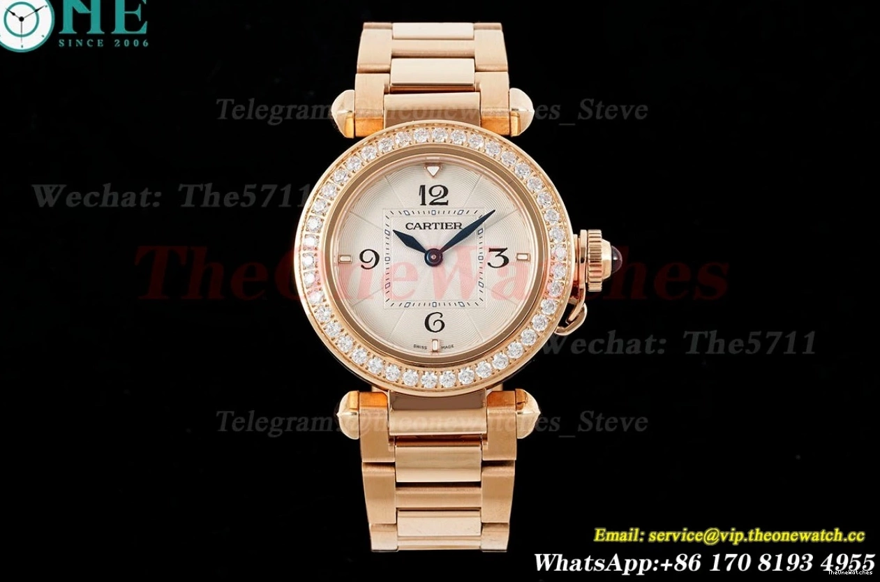 Ladies RG Dial Dia White 30mm AF RG Quartz De Pasha Cartier 0116